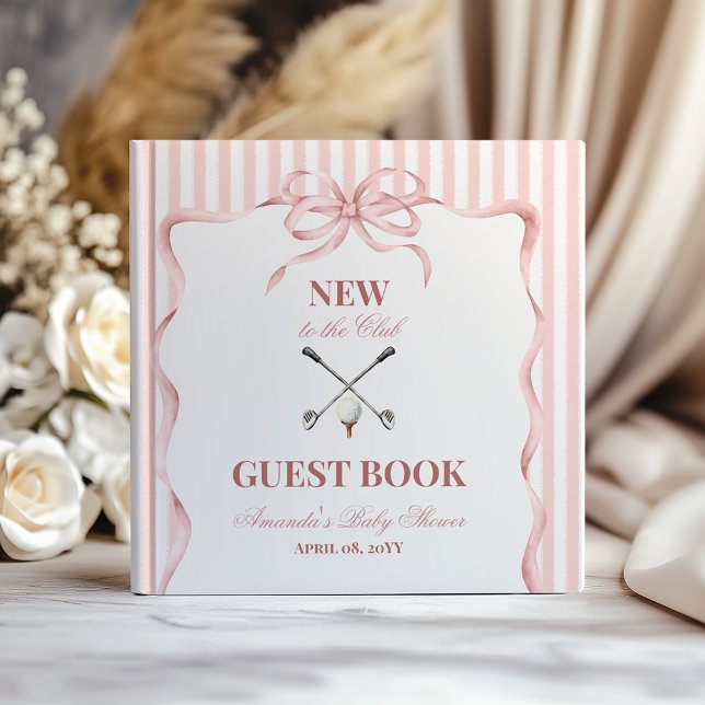 Country Pink Girl New to the Club Golf Baby Shower Guest Book (Creator Uploaded)