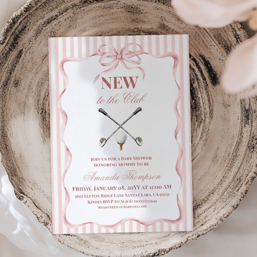 Country Pink Girl New to the Club Golf Baby Shower