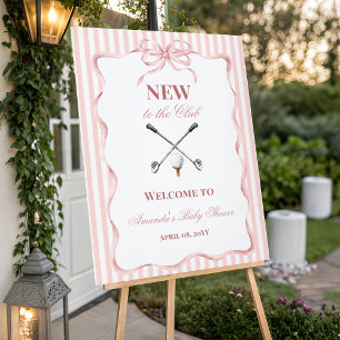 Country Pink Girl New to the Club Golf Baby Shower Poster