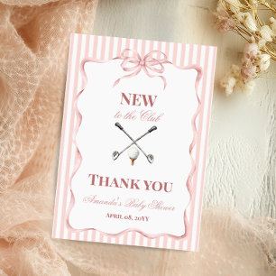 Country Pink Girl New to the Club Golf Baby Shower Thank You Card
