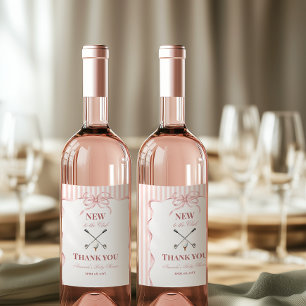 Country Pink Girl New to the Club Golf Baby Shower Wine Label