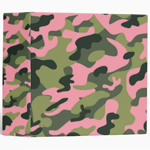Country Pink Green Army Camo Camouflage Pattern 3 Ring Binder