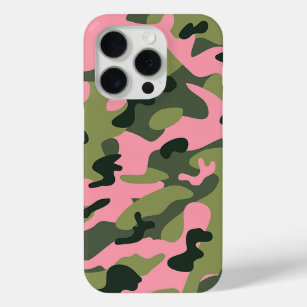 Country Pink Green Army Camo Camouflage Pattern iPhone 15 Pro Case