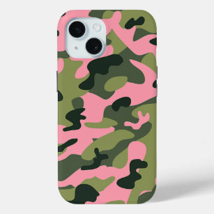 Country Pink Green Army Camo Camouflage Pattern iPhone 15 Case