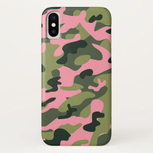Country Pink Green Army Camo Camouflage Pattern iPhone XS Case