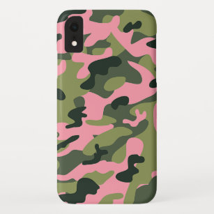 Country Pink Green Army Camo Camouflage Pattern iPhone XR Case