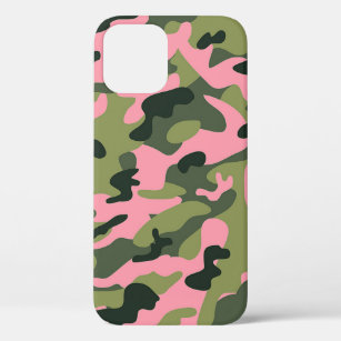 Country Pink Green Army Camo Camouflage Pattern iPhone 12 Case