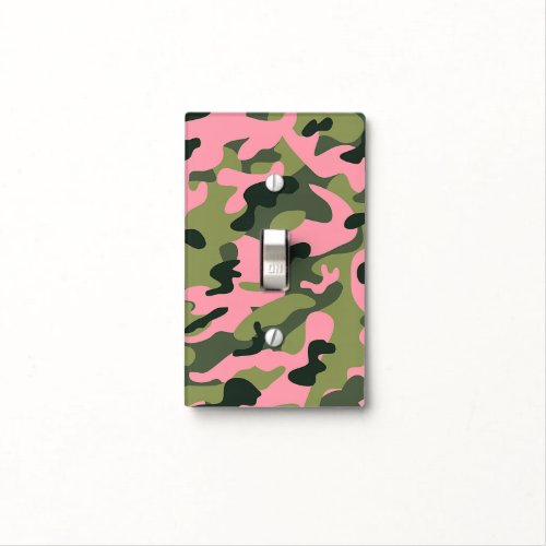 Country Pink Green Army Camo Camouflage Pattern Light Switch Cover