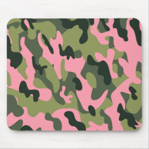 Country Pink Green Army Camo Camouflage Pattern Mouse Pad