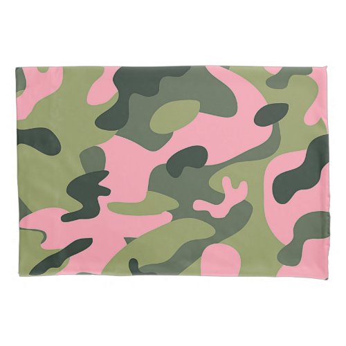 Country Pink Green Army Camo Camouflage Pattern Pillowcase