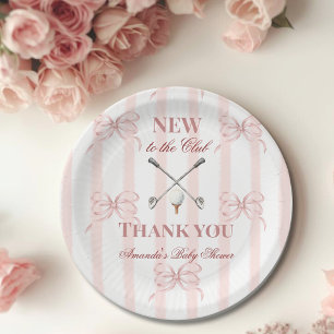 Country Pink New to the Club Girl Golf Baby Shower Paper Plates