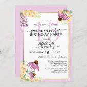 Country Pink Purple Yellow Wild Flower Quinceañera Invitation (Front/Back)