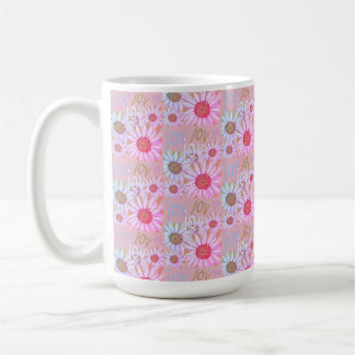 Country Pink & White Daisy Pattern Painting Coffee Mug