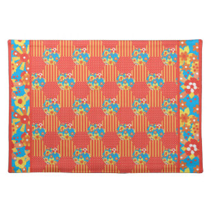 Country Place Mat, Ditzy Orange Floral Patchwork Placemat