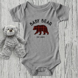 Country Plaid Baby Bear Birth Year Established Infant T-shirt