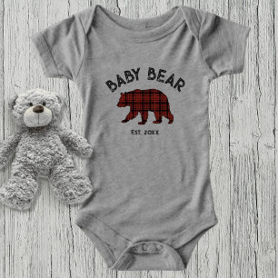 Country Plaid Baby Bear Birth Year Established Infant T-shirt