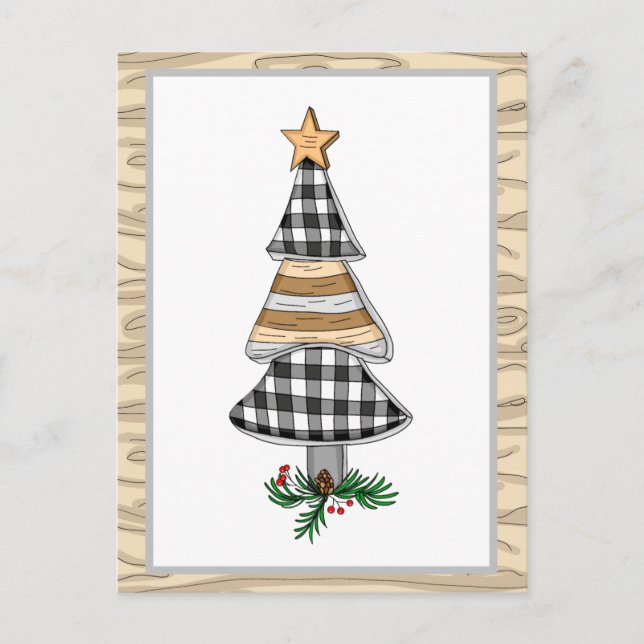 Country Plaid Christmas Tree Holidayb Postcard (Front)