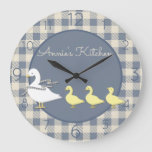 Country Plaid Goose Personalized Large Clock at Zazzle