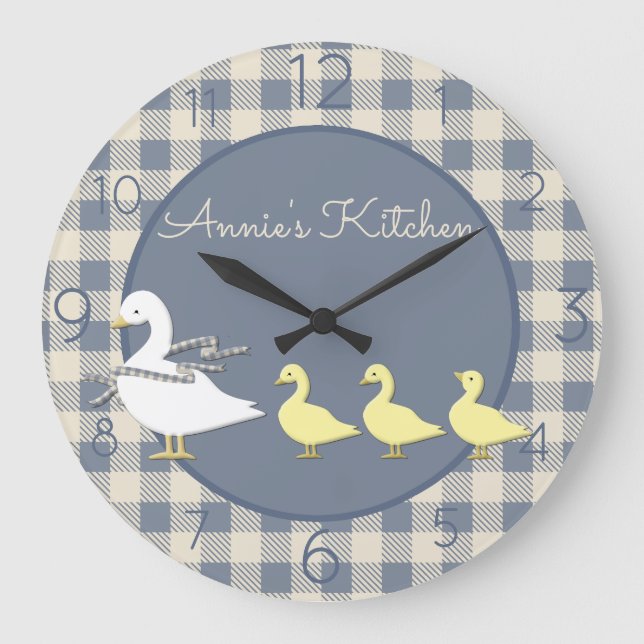 Country Plaid Goose Personalized Large Clock (Front)