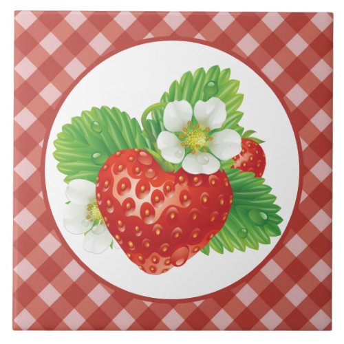 Country plaid kitchen strawberry ceramic tile