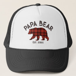 Country Plaid Papa Bear Father Year Established Trucker Hat