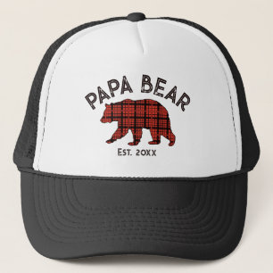 Country Plaid Papa Bear Father Year Established Trucker Hat
