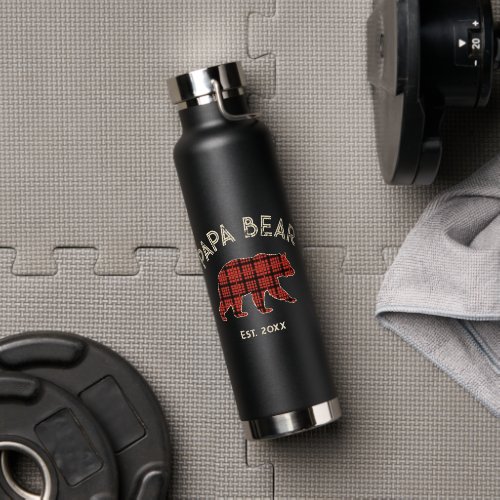Country Plaid Papa Bear Father Year Established Water Bottle