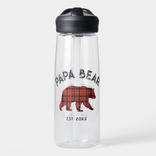 Country Plaid Papa Bear Father Year Established Water Bottle