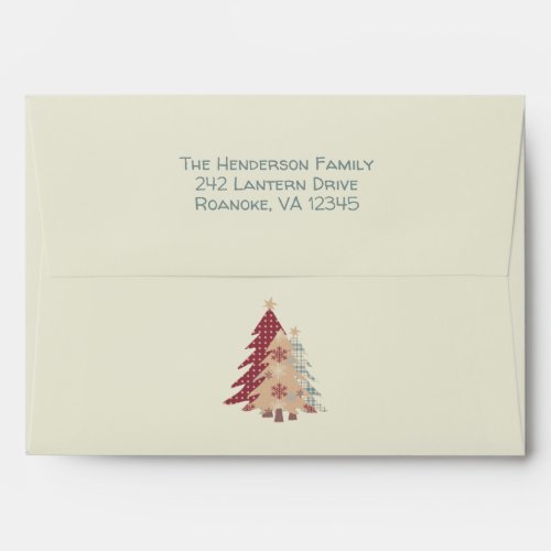 Country Plaid Trees Deer Christmas Envelope