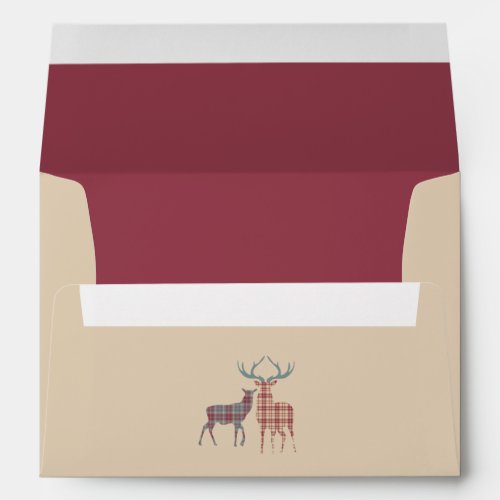 Country Plaid Trees Deer Christmas Envelope 2