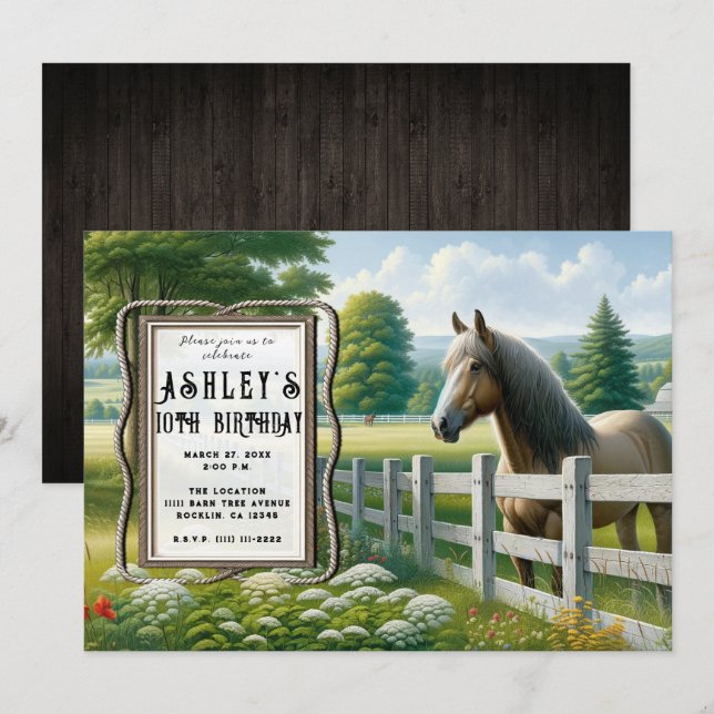Country Pony Horse Birthday Party Invitation (Front/Back)