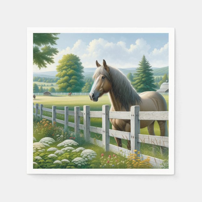 Country Pony Horse Birthday Party Napkins (Front)
