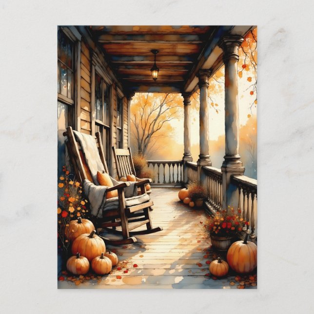 Country Porch in Autumn Postcard (Front)