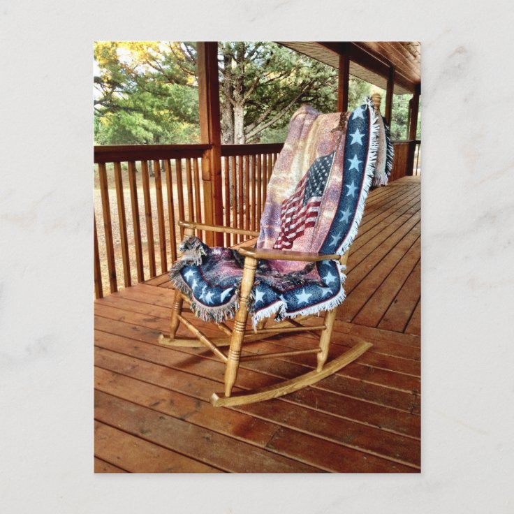 Country Porch Rocker American Flag Throw Postcard | Zazzle