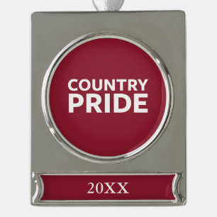 Country Pride Silver Plated Banner Ornament