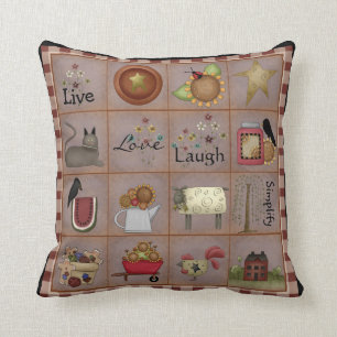 Country Prim Art Sampler Pillow
