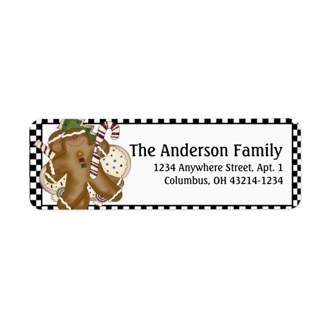 Country Prim Christmas Gingerbread Address Labels (Front)