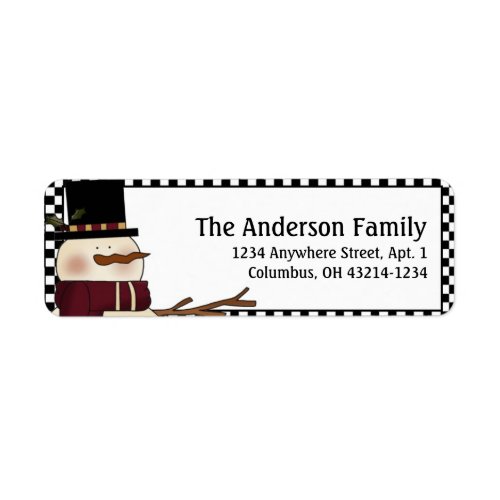 Country Prim Christmas Snowman Address Labels
