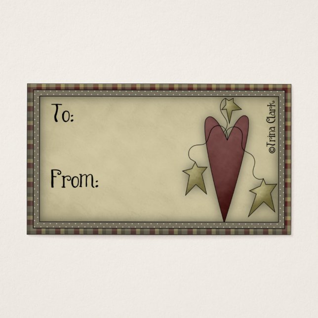 Country Prim Heart - Gift Tag (Front)