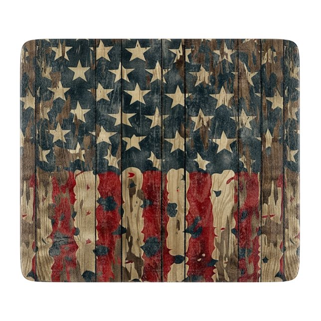 Country/Primitive Distressed Americana Cutting Board (Front)