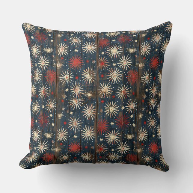 Country/Primitive Distressed Americana Throw Pillow (Front)