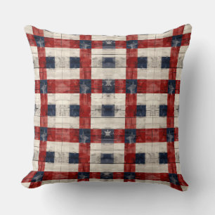 Country/Primitive Distressed Americana Throw Pillow
