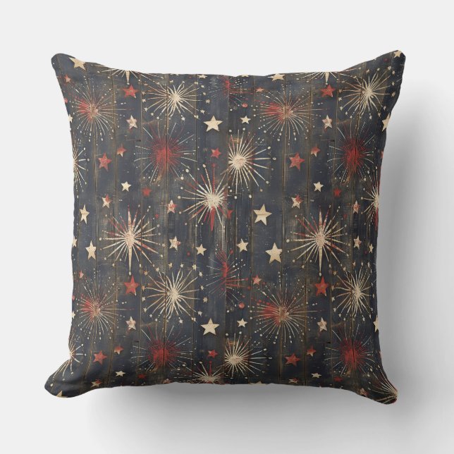 Country/Primitive Distressed Americana Throw Pillow (Front)