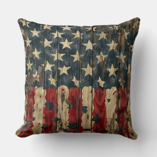 Country/Primitive Distressed Americana Throw Pillow