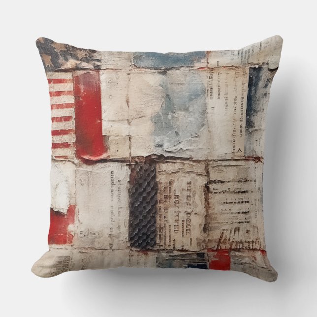Country/Primitive Distressed Americana Throw Pillow (Front)