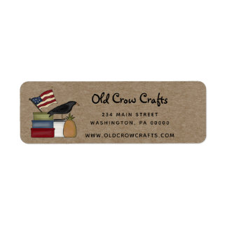 Country Primitive Kraft Crow Return Address Label