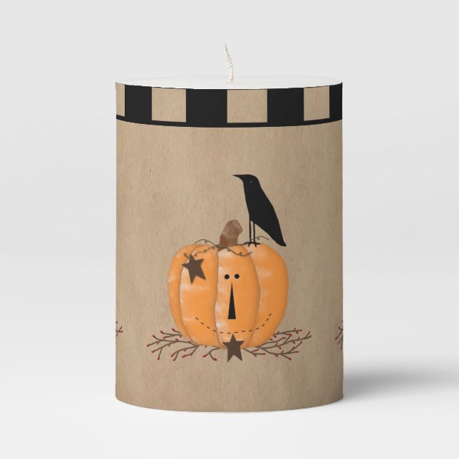 Country Primitive Pumpkin Candle (Front)