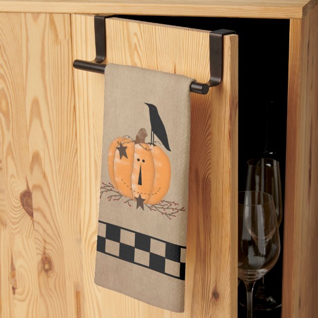 Country Primitive Pumpkin  Kitchen Towel (Thirds Fold)