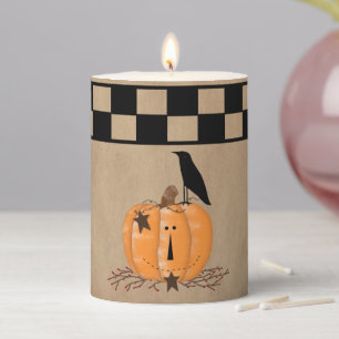 Country Primitive Pumpkin  Pillar Candle