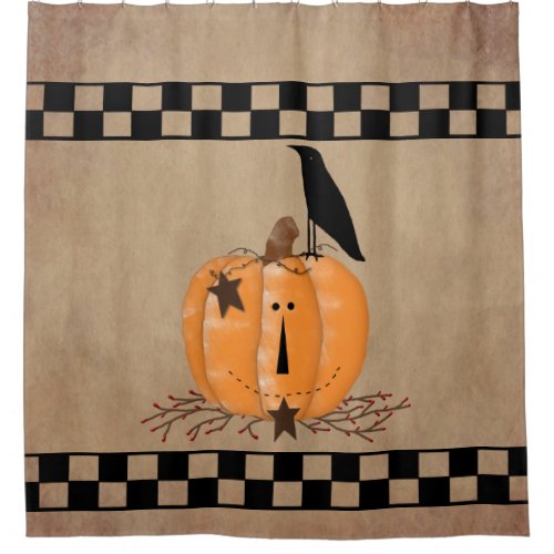 Country Primitive Pumpkin Shower Curtain